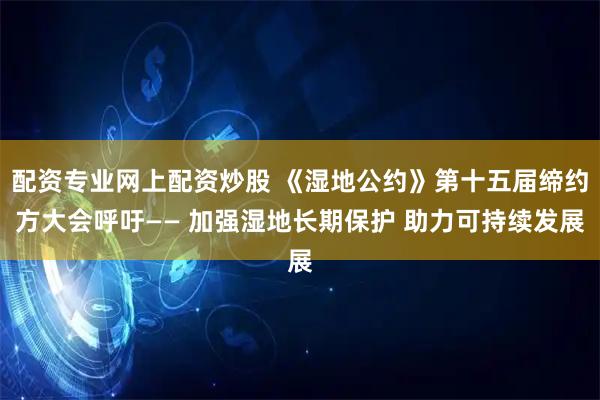 配资专业网上配资炒股 《湿地公约》第十五届缔约方大会呼吁—— 加强湿地长期保护 助力可持续发展