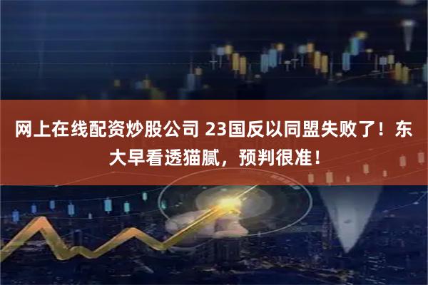 网上在线配资炒股公司 23国反以同盟失败了！东大早看透猫腻，预判很准！